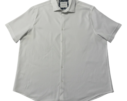 Denim & Flower White Textured Short Sleeve Button-Down Shirt