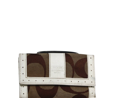 Coach Brown/White Signature Canvas Mini Bag Wallet