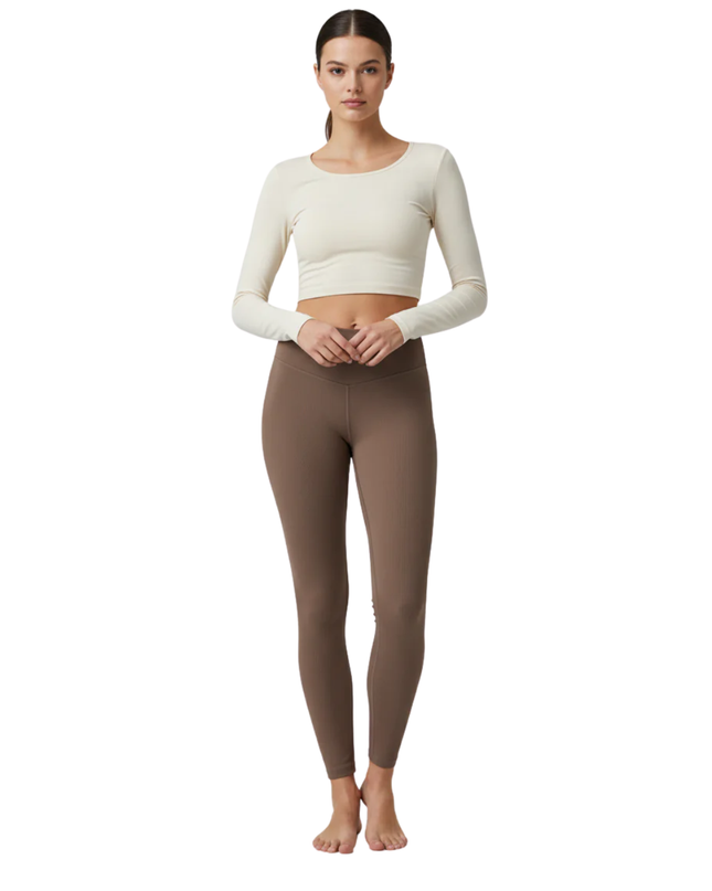 Jason Wu Brown Ribbed High-Rise Leggings