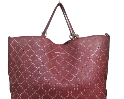 Michael Kors Burgundy Studded Eyelet Grommet Tote Bag