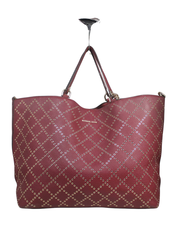Michael Kors Burgundy Studded Eyelet Grommet Tote Bag
