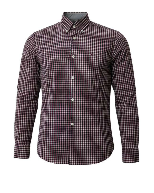 Tommy Hilfiger Red/Blue/White Gingham Check Slim Fit Shirt