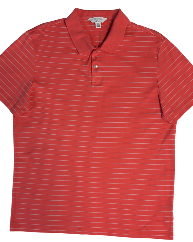 Calvin Klein Coral Striped Polo Shirt