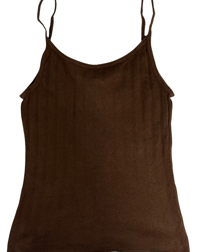 American Eagle Outfitters Brown Heart Pointelle Cami Top