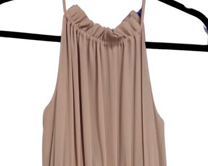 H&M Peach Sleeveless Ruffle Neck Smocked Midi Dress