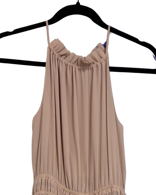 H&M Peach Sleeveless Ruffle Neck Smocked Midi Dress