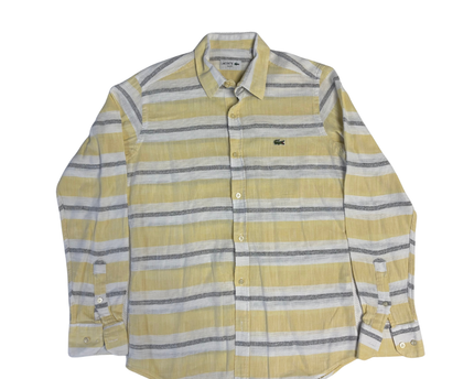 Lacoste Yellow Striped Slim Fit Long Sleeve Shirt