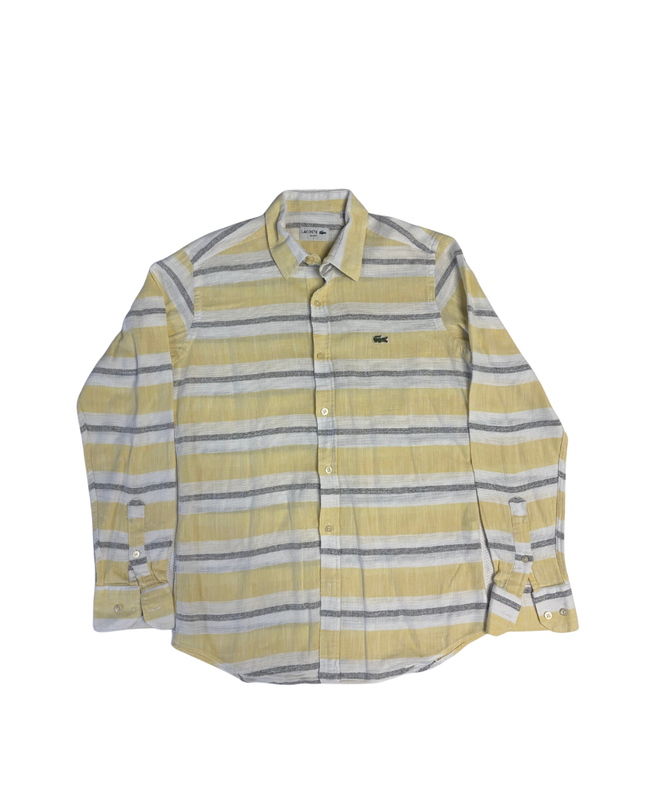 Lacoste Yellow Striped Slim Fit Long Sleeve Shirt