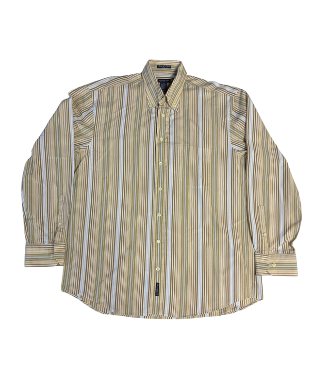Gant Tan Striped Park 80's Poplin Dress Shirt