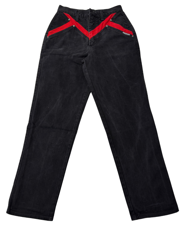 Roughrider by Circle T Vintage Black High-Waisted Western Jeans with Red Yoke