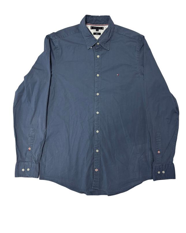 Tommy Hilfiger Blue Slim Fit Stretch Long Sleeve Shirt