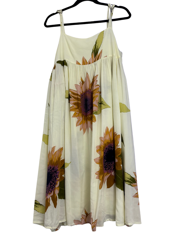 Kimchi Blue Cream Sunflower Floral Midi Dress