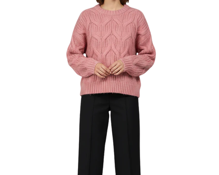 Jennyfer Pink Chunky Cable Knit Oversized Sweater