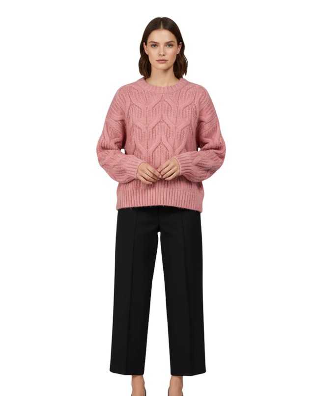 Jennyfer Pink Chunky Cable Knit Oversized Sweater