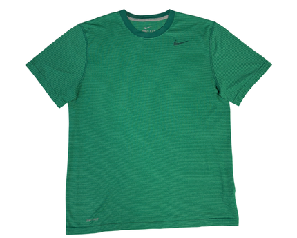 Nike Green Striped Dri-Fit Sports T-Shirt