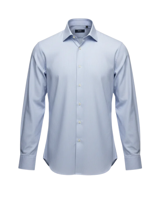 BOSS Light Blue Striped Long Sleeve Shirt