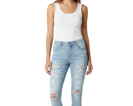 Pull&Bear Light Blue Distressed Ripped Skinny Jeans