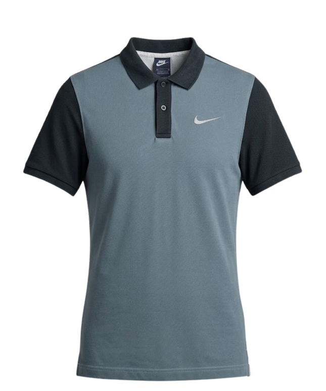 Nike Color-Block Blue Short Sleeve Cotton Polo Shirt