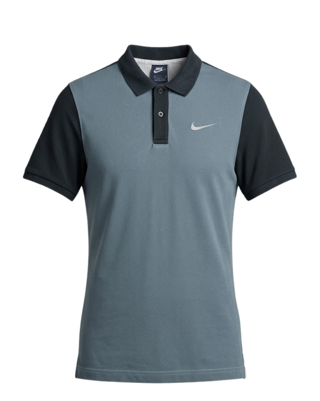 Nike Color-Block Blue Short Sleeve Cotton Polo Shirt
