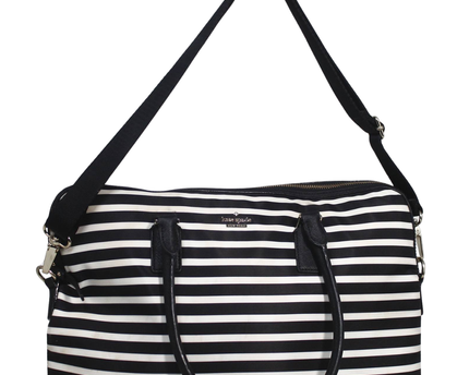 Kate Spade Black and White Striped Satchel Bag