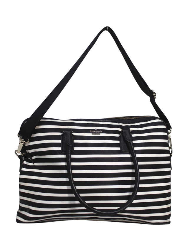 Kate Spade Black and White Striped Satchel Bag