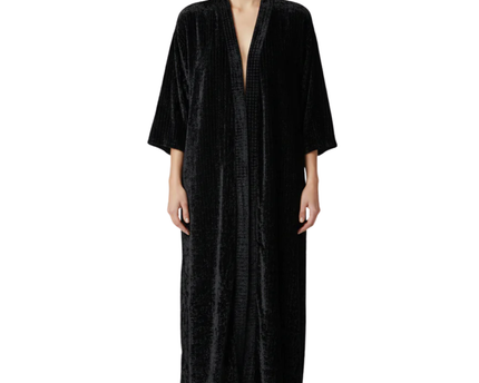 MNG SUIT Black Textured Velvet Open Front Duster Dress