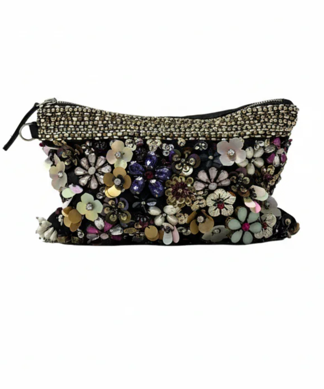 Accessorize Black Floral Embellished Clutch Bag