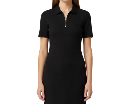 John Richmond Black Ribbed Polo Collar Mini Dress