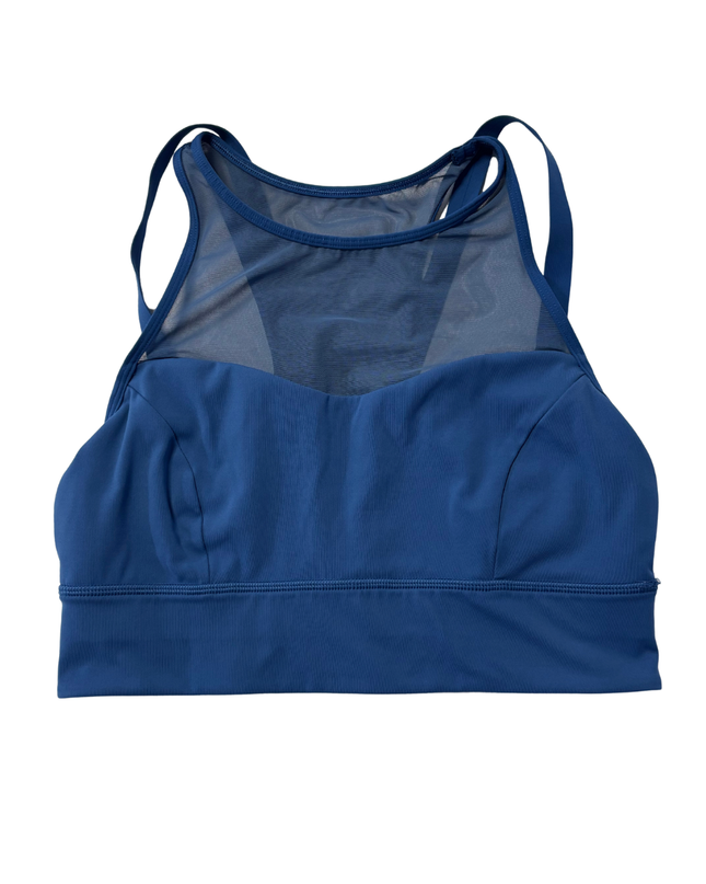 Lululemon Blue Mesh-Panel High-Neck Sports Bra