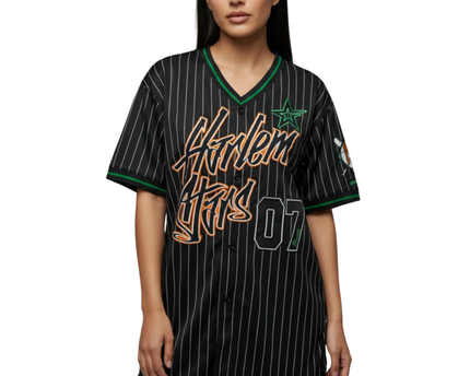 FB SISTER Black Harlem Stars Graphic Pinstripe Jersey