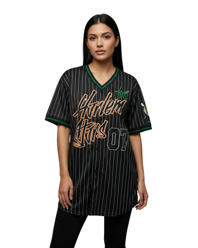 FB SISTER Black Harlem Stars Graphic Pinstripe Jersey