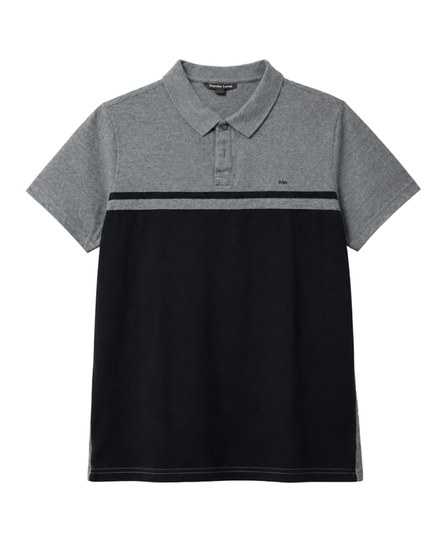 Michael Kors Grey and Black Colorblock Polo Shirt