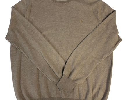 Polo Ralph Lauren Tan Pima Cotton Crew Neck Knit Sweater