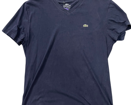 Lacoste Navy Blue V-Neck Pima Cotton T-Shirt