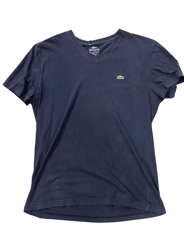 Lacoste Navy Blue V-Neck Pima Cotton T-Shirt