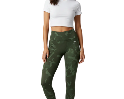 Gymshark Green Camo Seamless High-Waisted Leggings