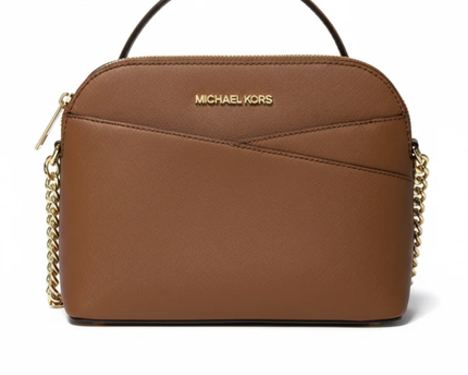MICHAEL KORS Brown Saffiano Leather Dome Crossbody Bag