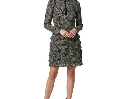In The Style Black and White Floral Ruched Mini Dress