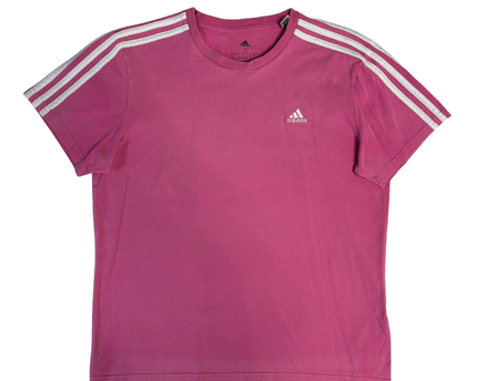 Adidas Pink 3-Stripe Short Sleeve Essential T-Shirt