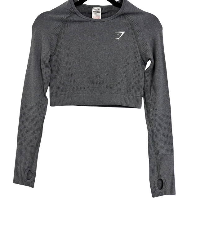 Gymshark Grey Seamless Long Sleeve Training Crop Top