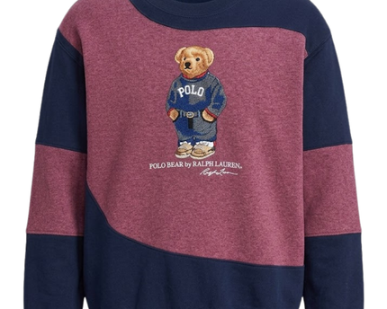 Reworked Polo Ralph Lauren Navy/Maroon Polo Bear Colorblock Sweatshirt
