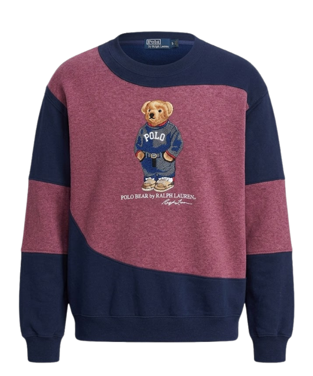 Reworked Polo Ralph Lauren Navy/Maroon Polo Bear Colorblock Sweatshirt