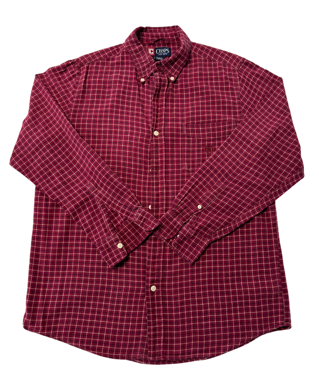 Chaps Red Plaid Button-Down Long Sleeve Shirt