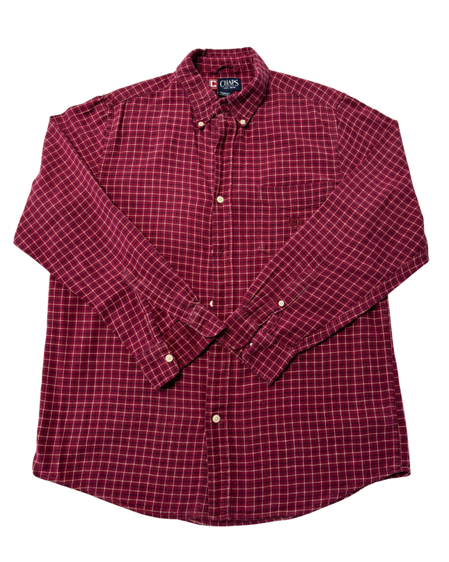 Chaps Red Plaid Button-Down Long Sleeve Shirt
