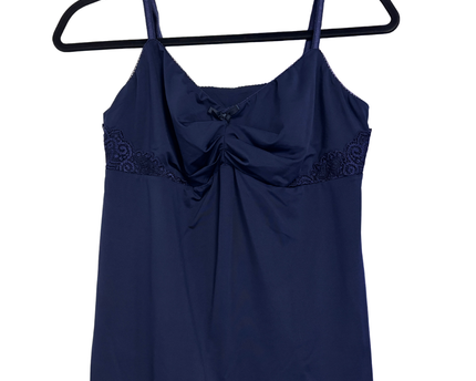 La Vie en Rose Navy Blue Lace Trim Cami Top
