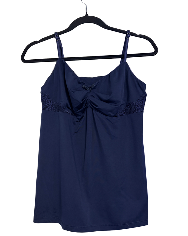 La Vie en Rose Navy Blue Lace Trim Cami Top