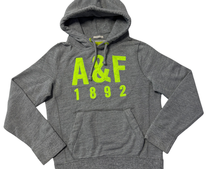 Abercrombie & Fitch Grey Graphic Fleece Pullover Hoodie