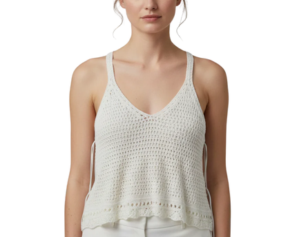 RESERVED YFL White Crochet Knit Racerback Tank Top W/Tags