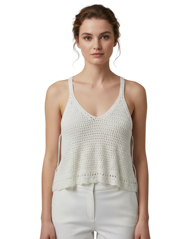 RESERVED YFL White Crochet Knit Racerback Tank Top W/Tags