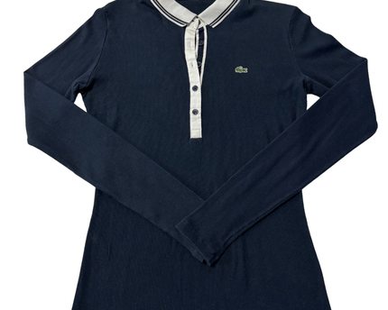 Lacoste Dark Blue Long-Sleeve Ribbed Polo Shirt